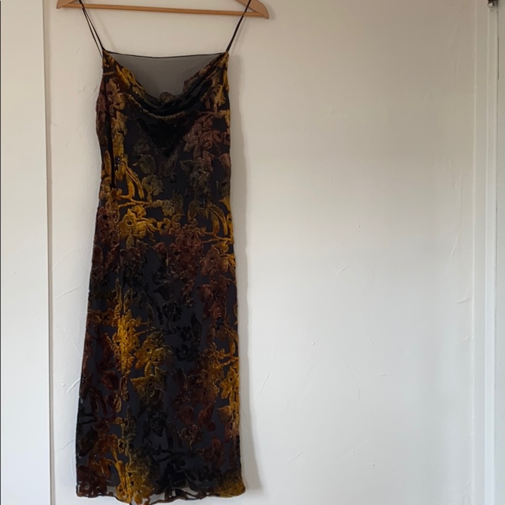 VINTAGE 90’s SLIP Floral velvet slip dress -p
